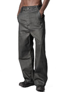 Wide Coated stretch denim trousers