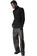 Crinkled cotton high neck long sleeve tee