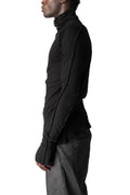 Crinkled cotton high neck long sleeve tee