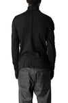 Crinkled cotton high neck long sleeve tee