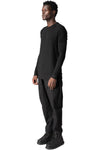 Modal cashmere jersey long sleeve tee, Black