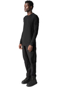 Modal cashmere jersey long sleeve tee, Black