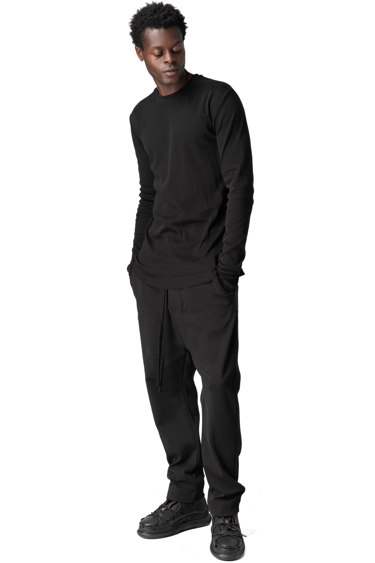 Thom Krom | AW26 - Distressed double layer long sleeve tee, MTS969
