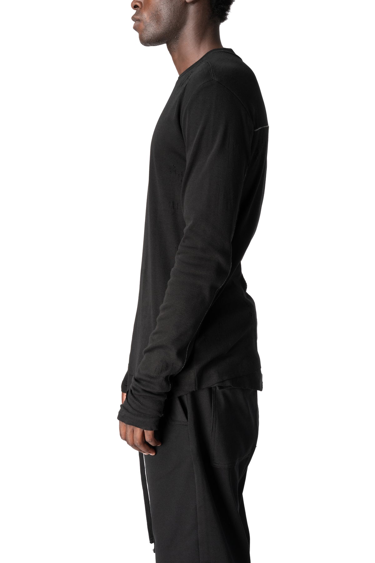 Thom Krom | AW26 - Distressed double layer long sleeve tee, MTS969