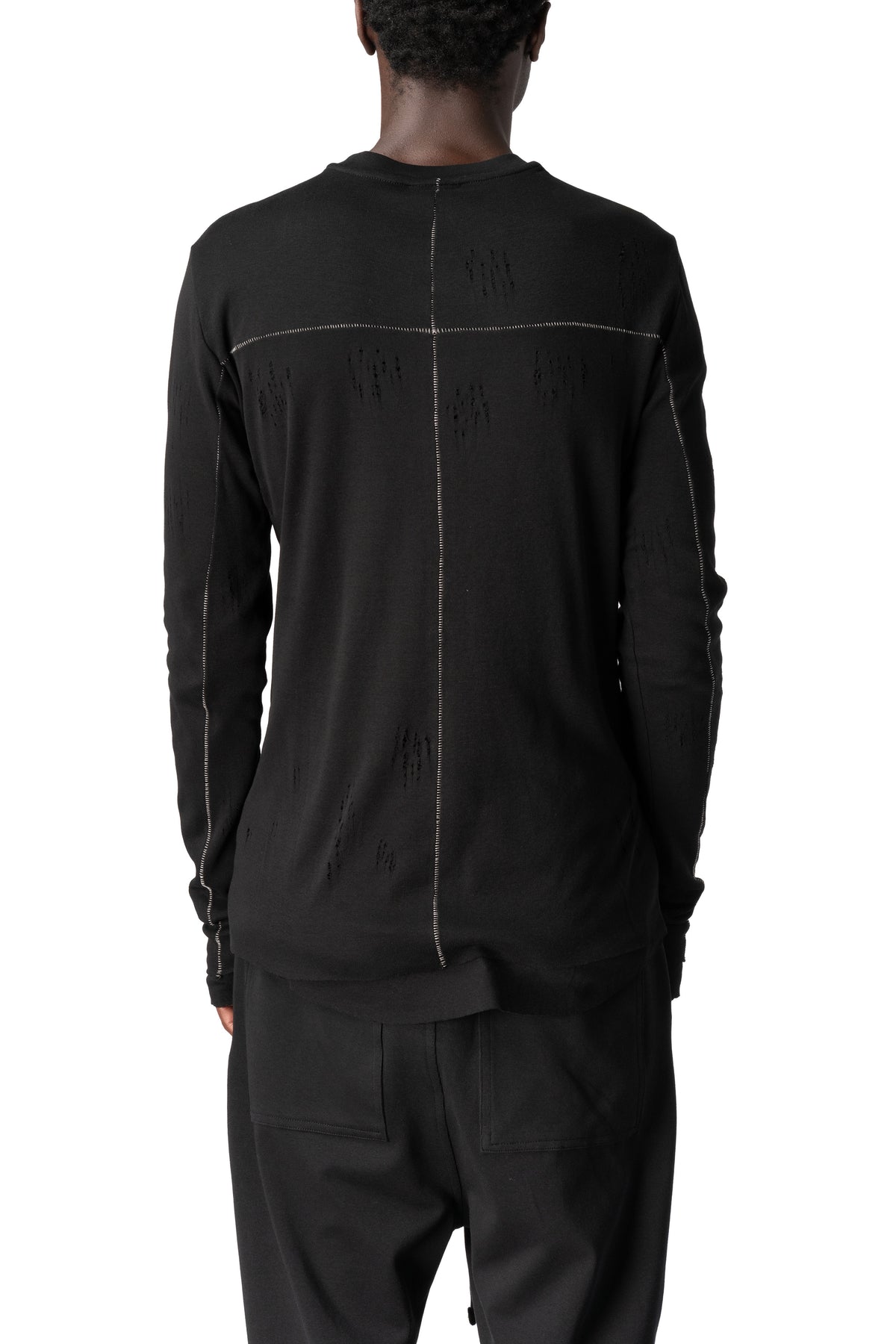 Thom Krom | AW26 - Distressed double layer long sleeve tee, MTS969