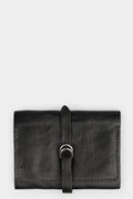 Folded strap leather wallet, Black