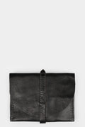 Folded strap leather wallet, Black