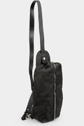 Reversed calf leather zip sling bag