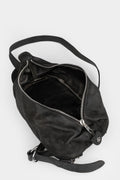 Reversed calf leather zip sling bag