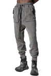 Waffled cotton drawstring pants, Dark used grey