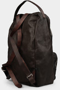 Buffalo leather zip backpack, Vintage Brown