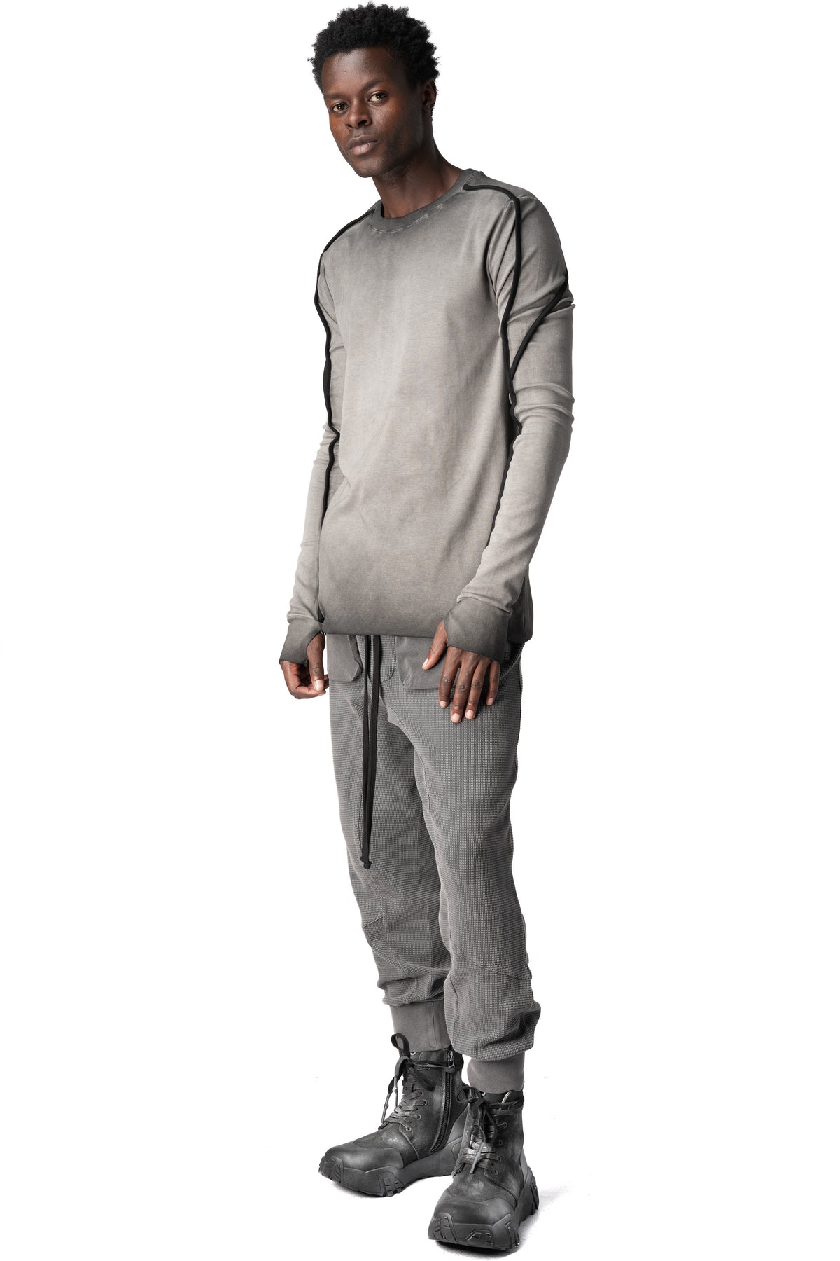 Thom Krom | AW26 - Cotton stretch jersey top, Cold dye grey MTS960