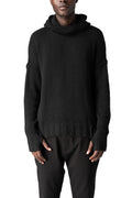 Hooded wool cashmere knit sweater, Black