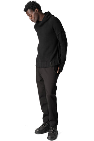 Never Enough | AW26 - Hooded wool cashmere knit sweater, Black MKN091