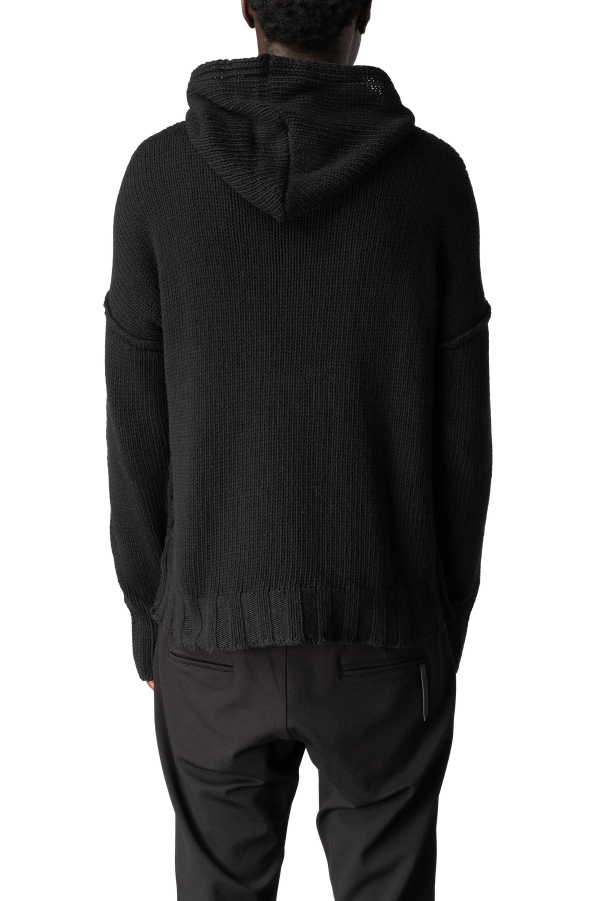 Never Enough | AW26 - Hooded wool cashmere knit sweater, Black MKN091