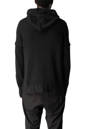 Never Enough | AW26 - Hooded wool cashmere knit sweater, Black MKN091