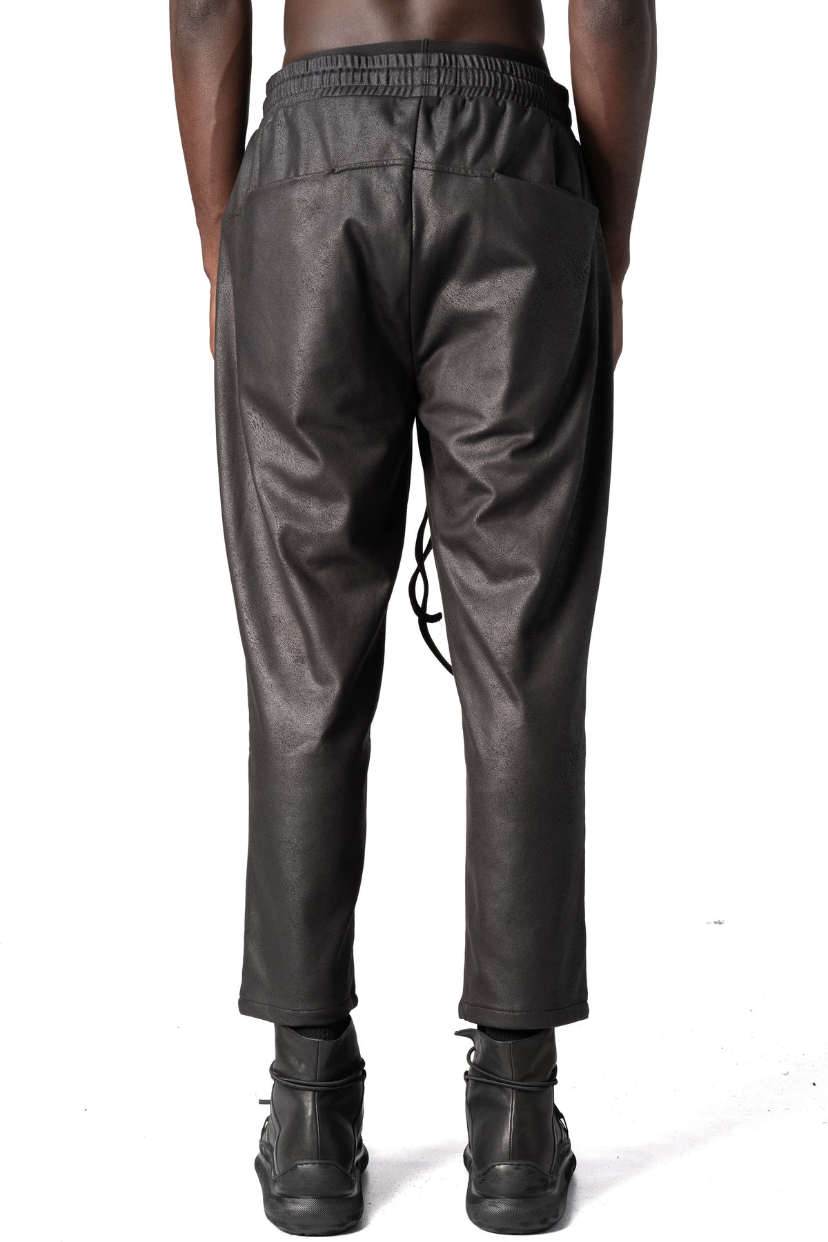 Never Enough | AW26 - Eco vegan leather drawstring pants, Black MPA070