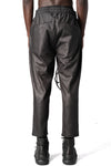 Eco vegan leather drawstring pants, Black