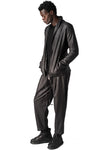 Eco vegan leather drawstring pants, Black
