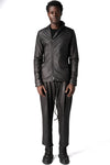 Eco vegan leather zip sweatshirt, Black