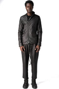 Eco vegan leather zip sweatshirt, Black