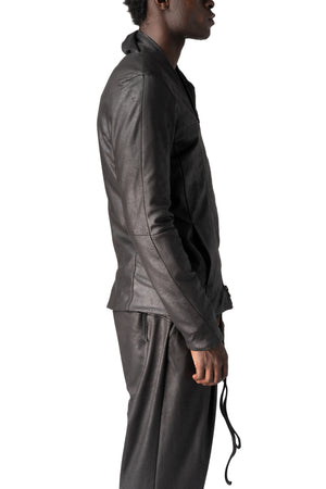Never Enough | AW26 - Eco vegan leather zip sweatshirt, Black MSW015