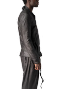 Eco vegan leather zip sweatshirt, Black