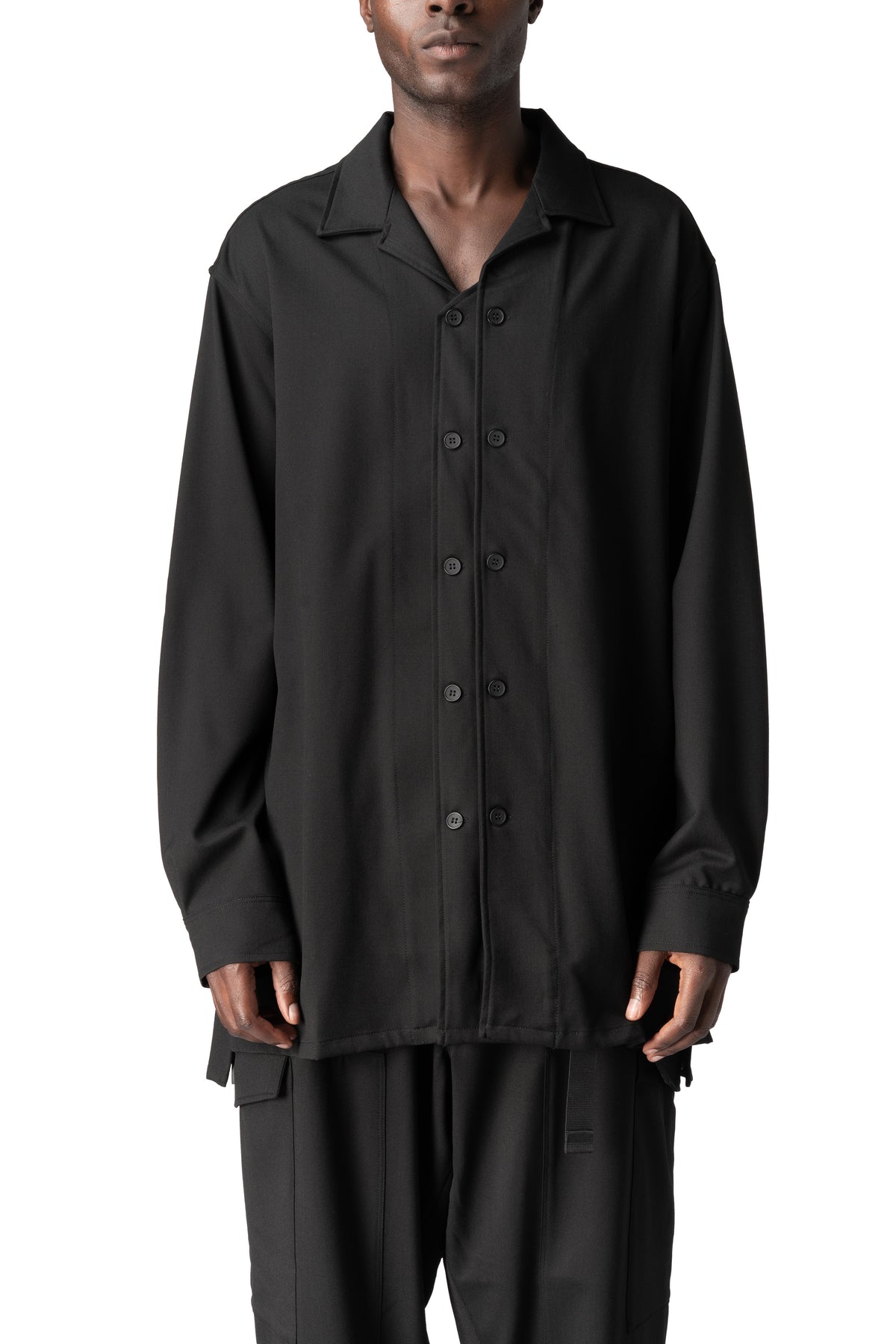 Y-3 | AW26 - Wool adaptive overshirt KS3888, front view on model
