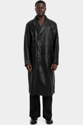 Long textured leather coat