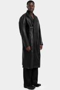 Long textured leather coat