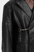 Long textured leather coat