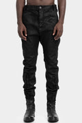 Stretch cotton pants, Leather effect
