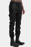 Stretch cotton pants, Leather effect