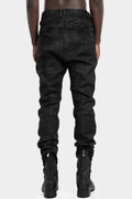 Stretch cotton pants, Leather effect