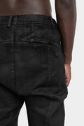 Stretch cotton pants, Leather effect