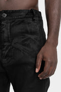 Stretch cotton pants, Leather effect