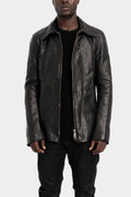 Buffalo leather zip jacket, Black