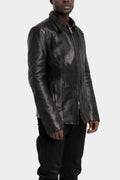 Buffalo leather zip jacket, Black