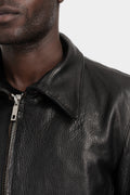 Buffalo leather zip jacket, Black