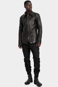 Buffalo leather zip jacket, Black