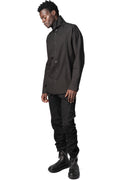 Heavy lyocell twill high collar shirt