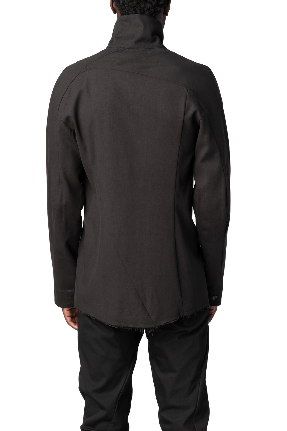 Heavy lyocell twill high collar shirt