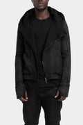 Asymmetrical zip coated hooded sweatshirt