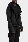 Asymmetrical zip coated hooded sweatshirt