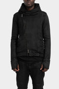 Asymmetrical zip coated hooded sweatshirt