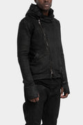 Asymmetrical zip coated hooded sweatshirt