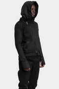 Asymmetrical zip coated hooded sweatshirt