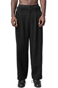 Hand stitch flap pocket wool tweed pants, Black