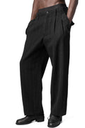 Hand stitch flap pocket wool tweed pants, Black