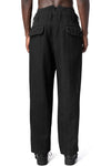 Hand stitch flap pocket wool tweed pants, Black